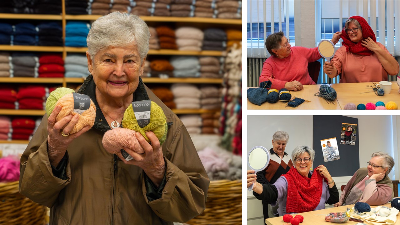 Eine Fotomontage, die Menschen bei Handarbeiten zeigt